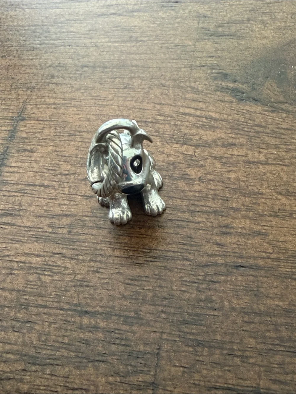 Brighton Jewelry Silver Tone DOG Black Hair Eye Charm Pendant Vintage